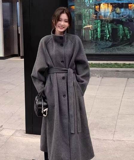 새로운 여성 코트 중간 길이 허리 수축 슬림해 보이는 코트 트렌디