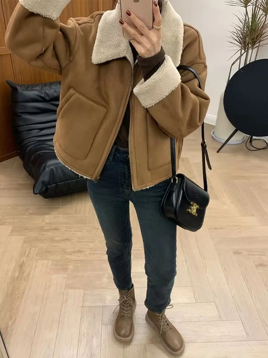 폴드 칼라 플리스 자켓 상세 이미지 4