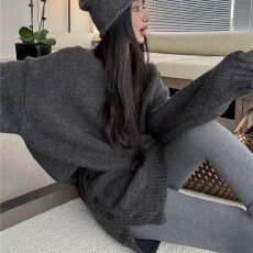 批发韩国chic 软糯针织套装女秋冬慵懒宽松毛衣显瘦半身裙一整套穿搭