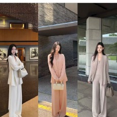 批发纯欲风早秋新款针织开衫阔腿裤套装女<b class='q'>夏</b>季收腰修身显瘦时尚三件套