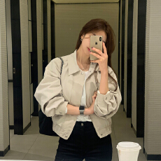 批发chic 秋<b class='q'>冬</b>复古小众翻领拉链宽松夹克风衣短外套