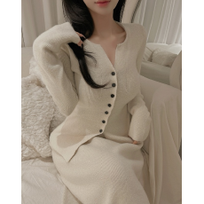 批发韩国  新款显瘦针织开衫半身裙<b class='q'>两件套</b>洋气减龄气质百搭套装