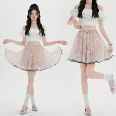 批发法式甜美减龄波点网纱裙女 2026夏季新款温柔百搭a字<b class='q'>蓬蓬裙</b>短裙
