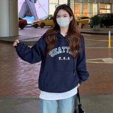 批发官图 华棉刷毛 薄款-加绒 2025年秋冬圆领卫衣女印花边刺绣