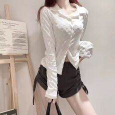 批发官图+原版质量衬衫毛巾绣紧身通勤韩系温柔女长袖上衣