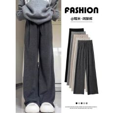 批发立体腰 糯米裤秋冬2025新款软糯高腰垂感休闲裤针织阔腿裤