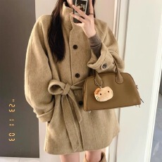 批发卡其色呢子大衣女秋冬2025新款毛呢外套高级感小个子<b class='q'>短款</b>韩系气质