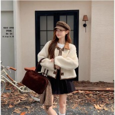 批发皮毛一体可双面穿羊羔毛外套女小个子时尚气质加厚<b class='q'>短款</b>麂皮绒上衣