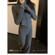 批发胖MM大码休闲慵懒运动套装女2025秋季新款韩系条纹立领卫衣一整套