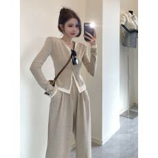 批发时尚假两件休闲套装女春秋季新款显瘦大码阔腿裤两件套胖mm240斤