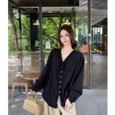 批发大码女装遮肚子蕾丝边V领<b class='q'>亚麻</b>衬衫女冬季胖妹妹宽松显瘦长袖上衣.