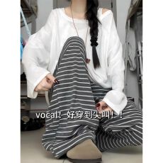 批发<b class='q'>条纹</b>糯米<b class='q'>裤</b>女春秋新款高腰显瘦垂感遛弯<b class='q'>裤</b>休闲宽松慵懒阔腿<b class='q'>裤</b><b class='q'>长裤</b>