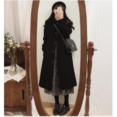 批发呢子大衣女赫本风秋冬2025新款小个子韩系高级感加厚黑色毛呢外套