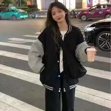 加绒加厚2022高街棒球服男女学院风韩版印花个性帅气夹克外套潮
