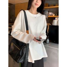 批发官图 仿棉 【+原版质量】夏新款长袖T恤女宽松白色打底衫