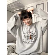 批发华棉复合-薄款310g加绒400g 2025年秋冬圆领<b class='q'>卫衣</b><b class='q'>女</b>印花百搭上衣