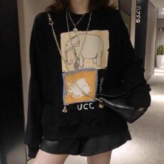 批发华棉复合-薄款310g加绒400g 2025年秋冬圆领<b class='q'>卫衣</b><b class='q'>女</b>印花百搭上衣