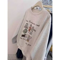 批发华棉复合-薄款310g加绒400g 2025年秋冬圆领<b class='q'>卫衣</b><b class='q'>女</b>印花百搭上衣