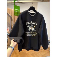 批发华棉复合-薄款310g加绒400g 2025年秋冬圆领<b class='q'>卫衣</b><b class='q'>女</b>印花百搭上衣