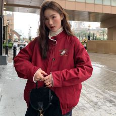 批发高级刺绣毛毛美式风外套女秋冬2025新款小个子设计感夹棉保暖上衣