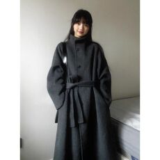 批发灰色高级感呢子大衣女2025年秋冬季新款毛呢外套小个子韩系<b class='q'>中长款</b>