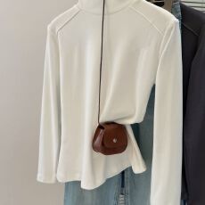 批发实拍半<b class='q'>高领</b>德绒长袖T恤女秋冬季宽松内搭打底衫磨毛加厚保暖上衣