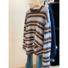 批发原版面料2025年秋特<b class='q'>大码</b>300斤条纹磨毛长袖T恤<b class='q'>女</b>秋冬宽松韩系上衣