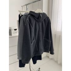 批发德绒复合真超2025年特<b class='q'>大码</b>300斤加绒卫衣<b class='q'>外套</b><b class='q'>女</b>冬季连帽拉链开衫