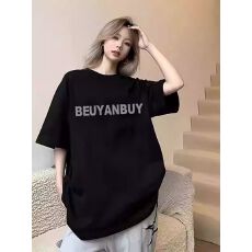 批发官图 21支纯棉-210克100%棉 春装长袖T恤女宽松上衣印花