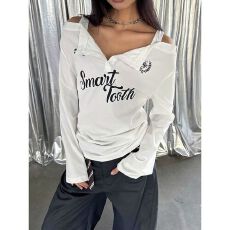 批发官图【+原版面料】性感甜辣妹蕾丝拼接挂脖<b class='q'>短款</b>长袖上衣