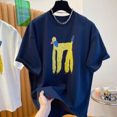 批发官图 21支纯棉210克原版做法减龄宽松欧货抽象小狗印花<b class='q'>t</b>恤女短袖