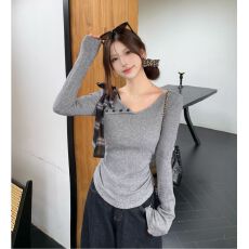 批发原版做法 甜辣露肩蝴蝶结针织<b class='q'>衫</b>女冬季设计感独特别致纯欲上衣