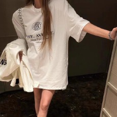 批发官图 21支纯棉210克原版做法减龄宽松欧货<b class='q'>大码</b>基础印花t恤女短袖