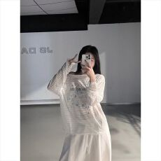 批发官图【+原版质量】美式辣妹爵士罩衫印花斜肩长袖T恤