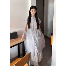 批发宽松休闲<b class='q'>衬衫</b>裙<b class='q'>连衣裙</b>女2026夏季新款白色a字半身裙叠穿两件套装