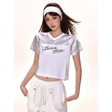 批发官图【+原版质量】拼接印花短款网面球服宽松直筒休闲T恤