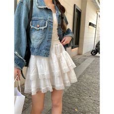 批发白色a字<b class='q'>蕾丝</b>蛋糕裙半身裙女2026年春夏小个子公主蓬蓬短裙子