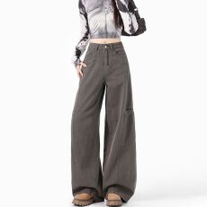 批发个性通勤ins休闲直筒牛仔裤<b class='q'>女</b>春秋新款高腰韩版时尚拖地牛仔裤潮