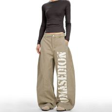 批发<b class='q'>棉麻</b>格子宽松阔腿裤胖mm休闲遮肉裙裤高腰垂感长裤子