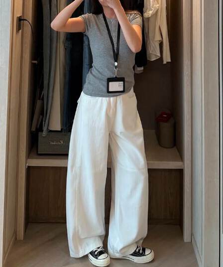 출퇴근 캐주얼 개성 넓은 다리 청바지 여성 봄 가을 새로운 루즈핏 패션 ins 트렌디 스트레이트 청바지 트렌디