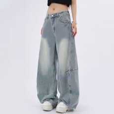 批发街头百搭百搭直筒<b class='q'>牛仔裤</b><b class='q'>女</b>春秋季新款宽松显瘦直筒拖地<b class='q'>牛仔裤</b>子潮