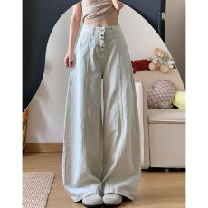 批发慵懒风百搭阔腿牛仔裤女<b class='q'>春</b>秋新款时尚显瘦显高宽松ins直筒牛仔裤