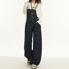 批发原宿风小众小猫星星印花牛仔背带<b class='q'>裤</b>女春夏季<b class='q'>新款</b>休闲牛仔背带<b class='q'>裤</b>子