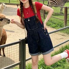 批发潮流慵懒风通勤牛仔背带短<b class='q'>裤</b>女春夏季<b class='q'>新款</b>宽松显瘦百搭直筒连体<b class='q'>裤</b>