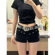 批发街头休闲牛仔短<b class='q'>裤</b>女春夏季新款时尚休闲通勤ins包臀牛仔热<b class='q'>裤</b>子潮