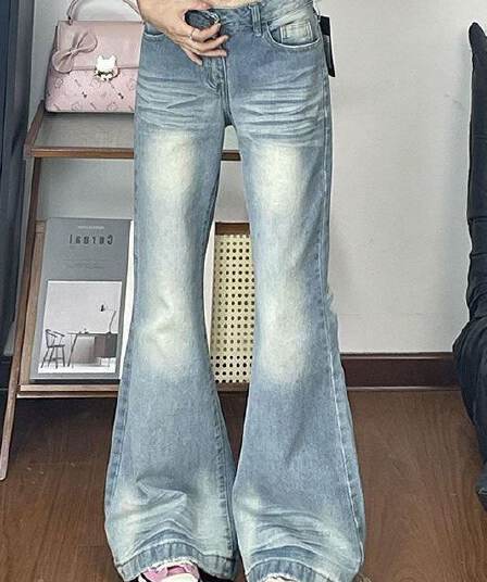 거리 웃음 하 마이크로 나팔 청바지 여성 봄 가을 새로운 슬림해 보이는 디스플레이 높음 패션 핫걸 나팔 데님 바지