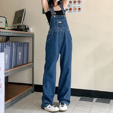批发韩版甜美简约牛仔背带裤女春夏季新款显高ins潮休闲牛仔背带裤潮