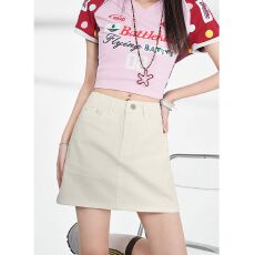 批发ins潮学院风高腰牛仔短裙女春<b class='q'>夏</b>季新款显瘦时尚个性a字牛仔半身裙
