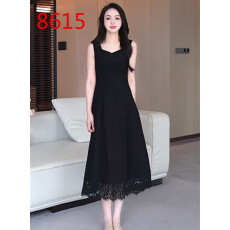 批发MISS SA V领设计气质显瘦时尚百搭<b class='q'>拼接</b>无袖<b class='q'>连衣裙</b>