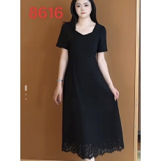批发轻奢风黑色<b class='q'>连衣裙</b>女高级感气质修身显瘦百搭蕾丝拼接长裙女士
